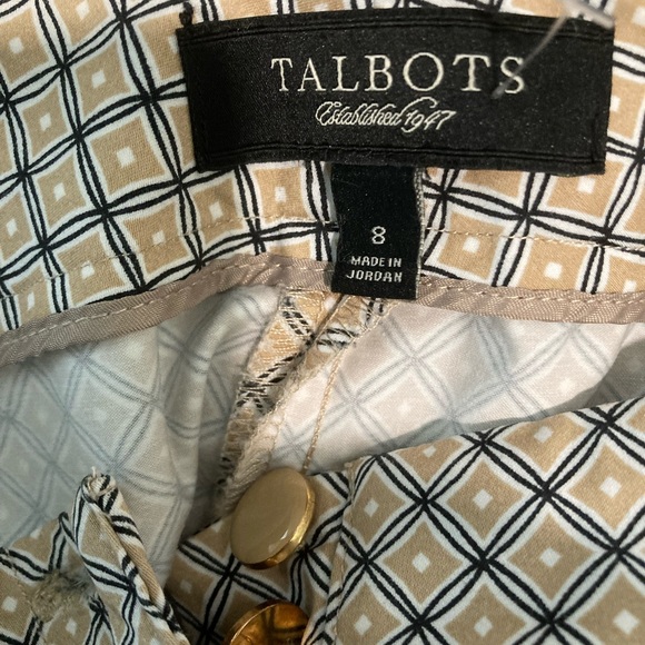 Talbots 
8 tan w black and white designs
No pockets - Picture 8 of 8